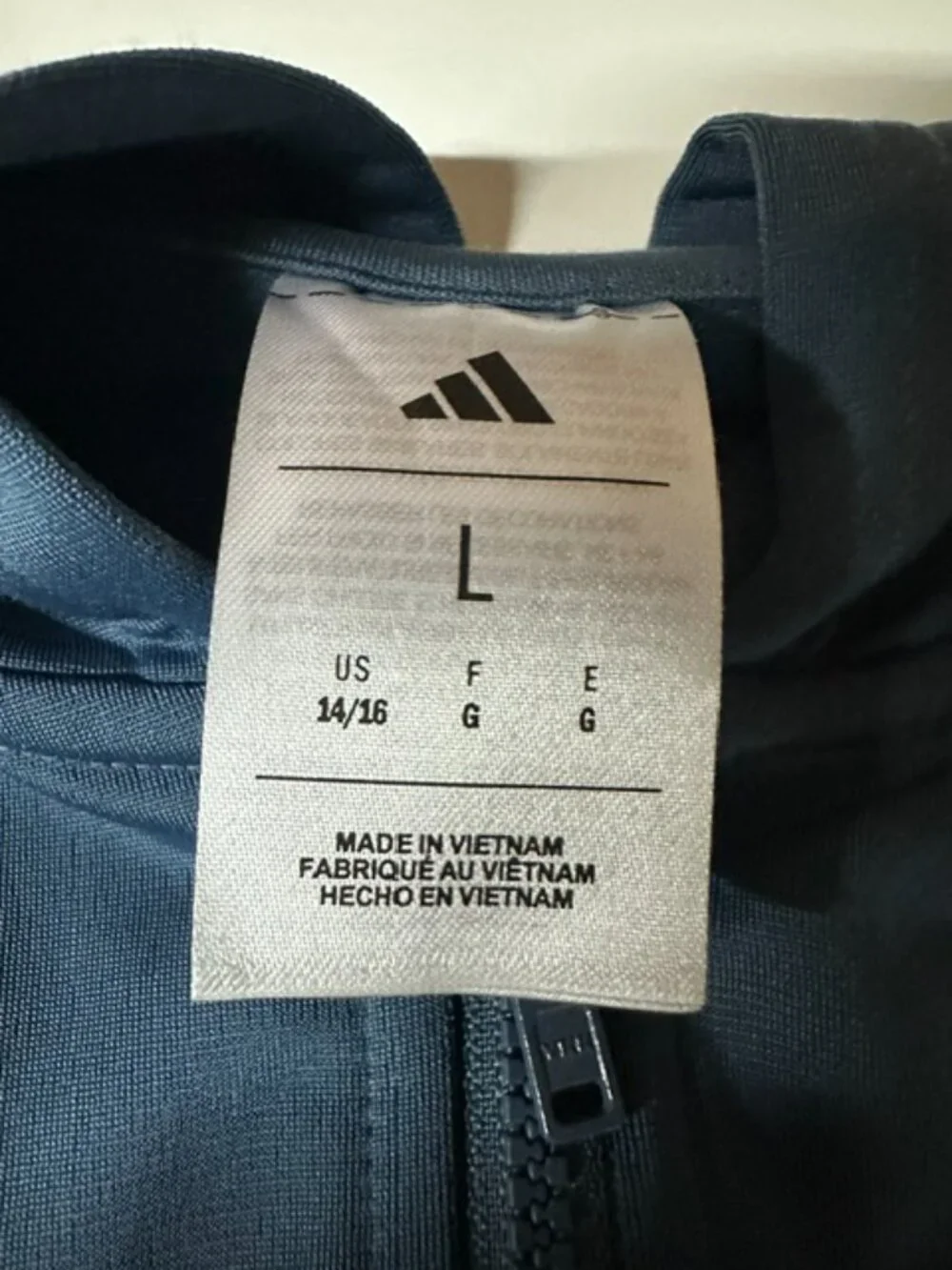 Adidas Youth Iconic Tricot Jacket With Hoodie - Dark Gray Size Large ( 14-16 )